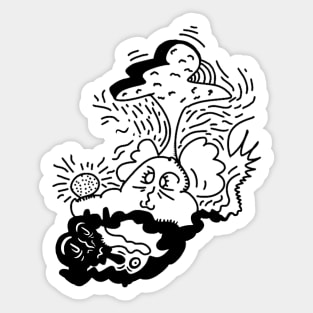 cute creature with egg under tree Sticker